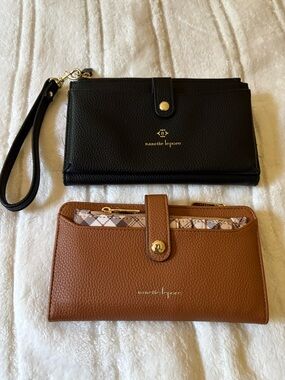 Nanette Lepore Black and Brown Pebbled Leather Wallets